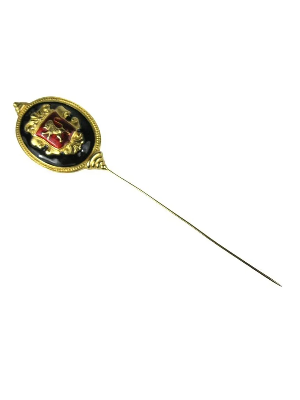 Ben Amun Gold Tone Lion Crest Enamel Stick Pin Vintage 1980s